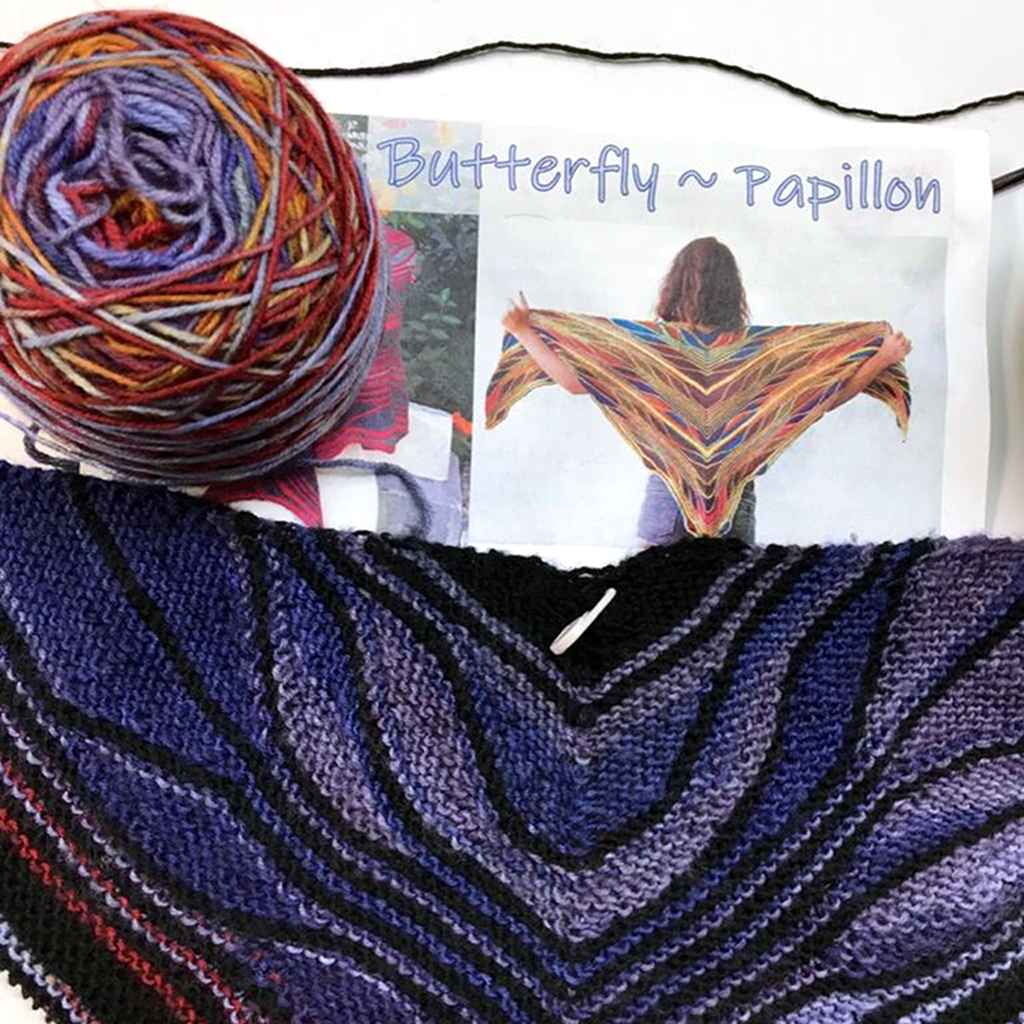 Butterfly Papillon Shawl Kit, MarinJaKnits Yarn Kit & Knitting Pattern Butterfly Papillon Shawl Kit by Marin Melchior Yarn Designers Boutique