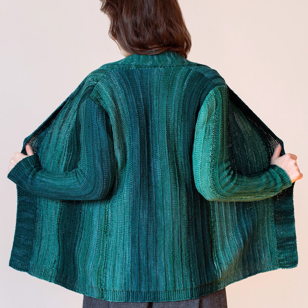 Lightweight Monokrom Cardigan Knit Sweater Kit, with Hand Dyed Yarn Monokrom Cardigan Knitting Kit Yarn Designers Boutique
