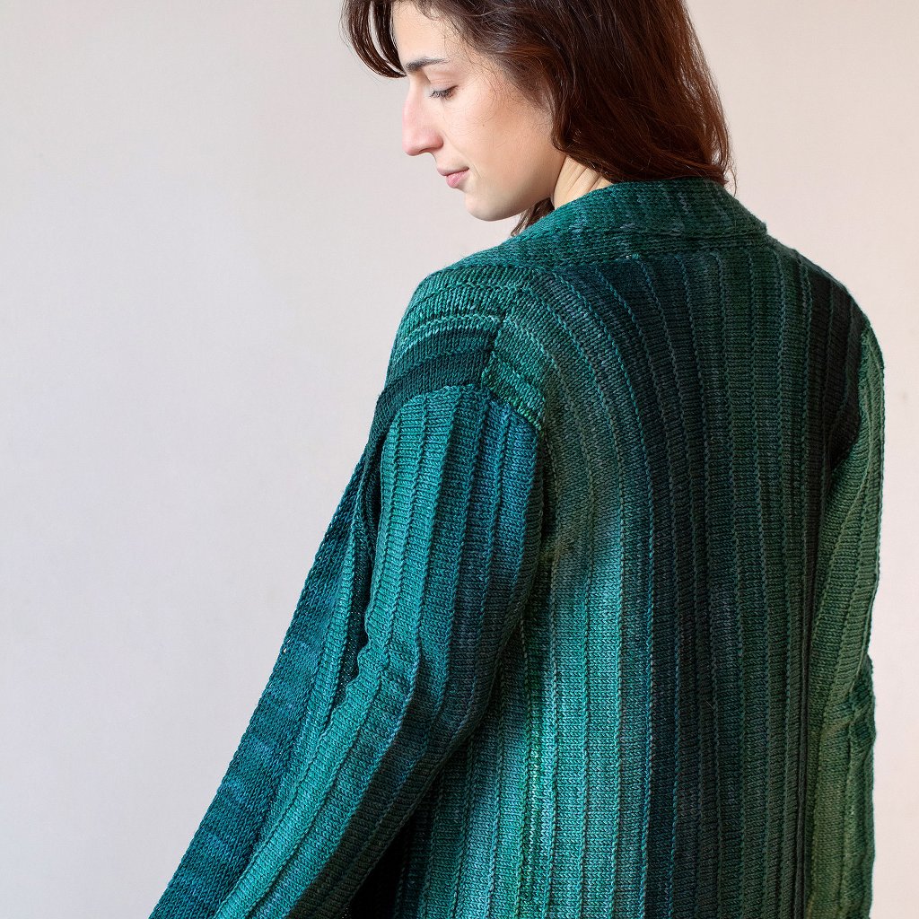 Lightweight Monokrom Cardigan Knit Sweater Kit, with Hand Dyed Yarn Monokrom Cardigan Knitting Kit Yarn Designers Boutique