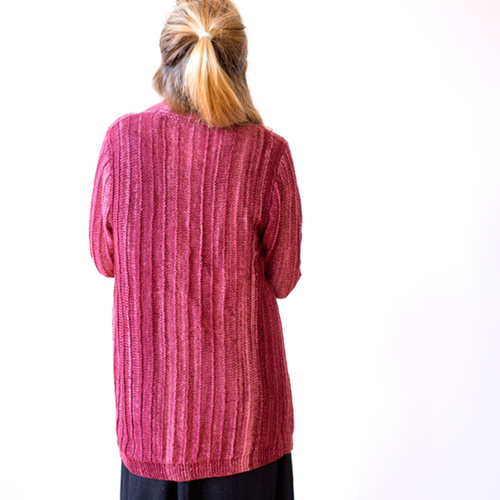 Lightweight Monokrom Cardigan Knit Sweater Kit, with Hand Dyed Yarn Monokrom Cardigan Knitting Kit Yarn Designers Boutique