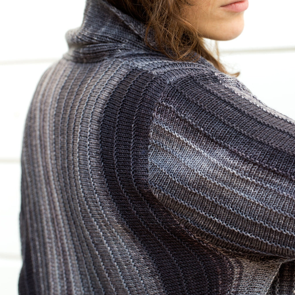 Lightweight Monokrom Cardigan Knit Sweater Kit, with Hand Dyed Yarn Monokrom Cardigan Knitting Kit Yarn Designers Boutique