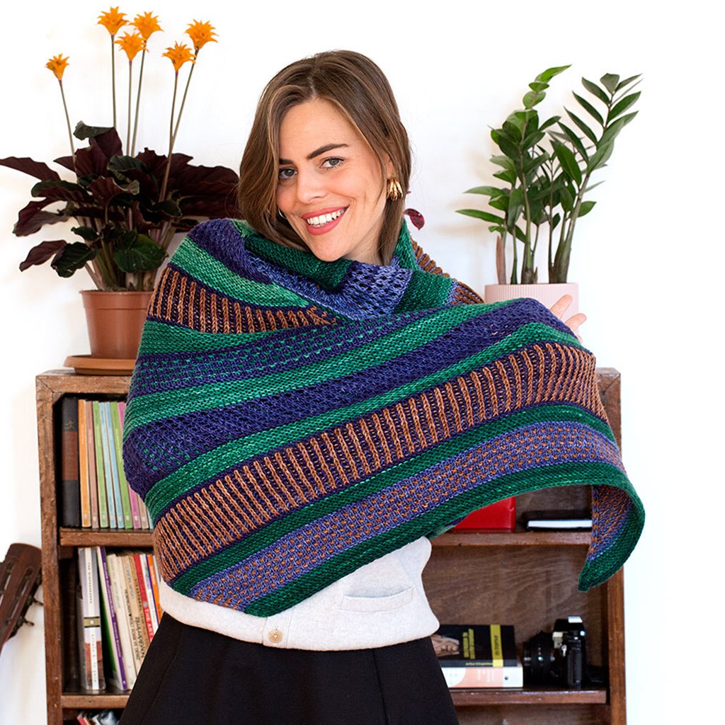 Maya Knit Shawl Advanced Knitting Kit with Urth Monokrom Worsted Yarn Maya Shawl Knitting Kit Yarn Designers Boutique