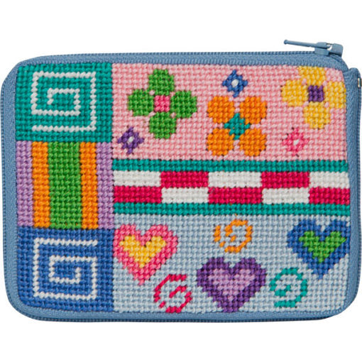 Beginner Needlepoint Kit, Stitch & Zip Coin Purse, Alice Peterson Co. Stitch & Zip Coin Purse Kits, Cross Stitch Yarn Designers Boutique