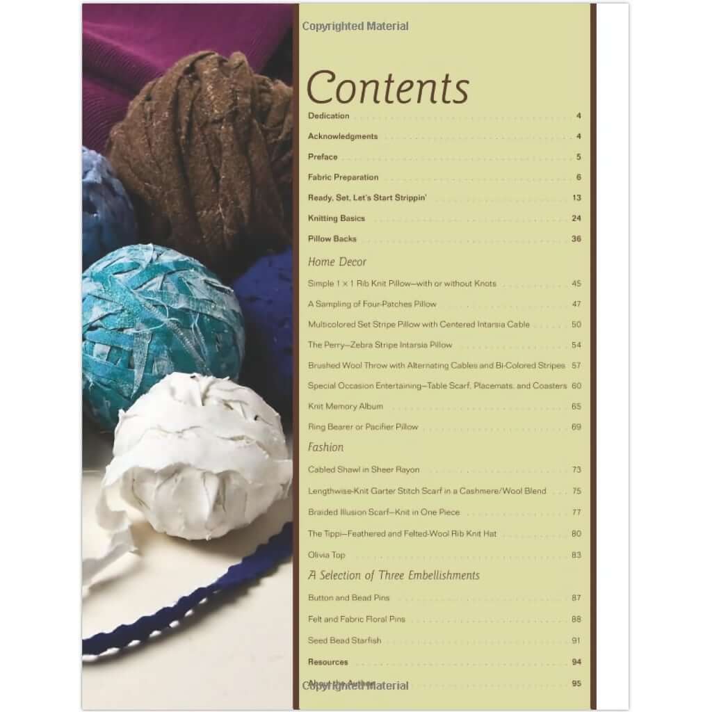 Strip & Knit with Style Using Ribbons of Fabric, Knitting Pattern Book Strip & Knit with Style Using Ribbons of Fabric Yarn Designers Boutique