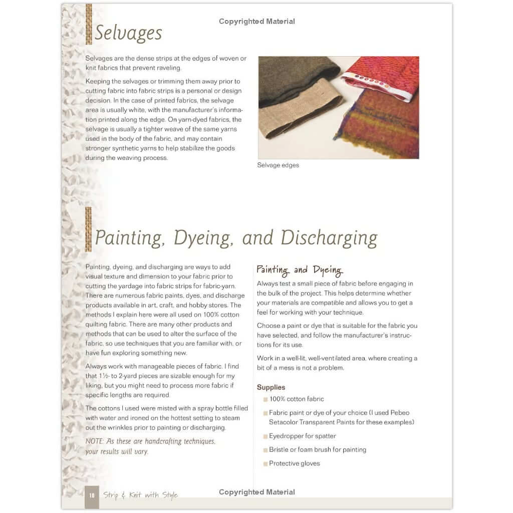 Strip & Knit with Style Using Ribbons of Fabric, Knitting Pattern Book Strip & Knit with Style Using Ribbons of Fabric Yarn Designers Boutique