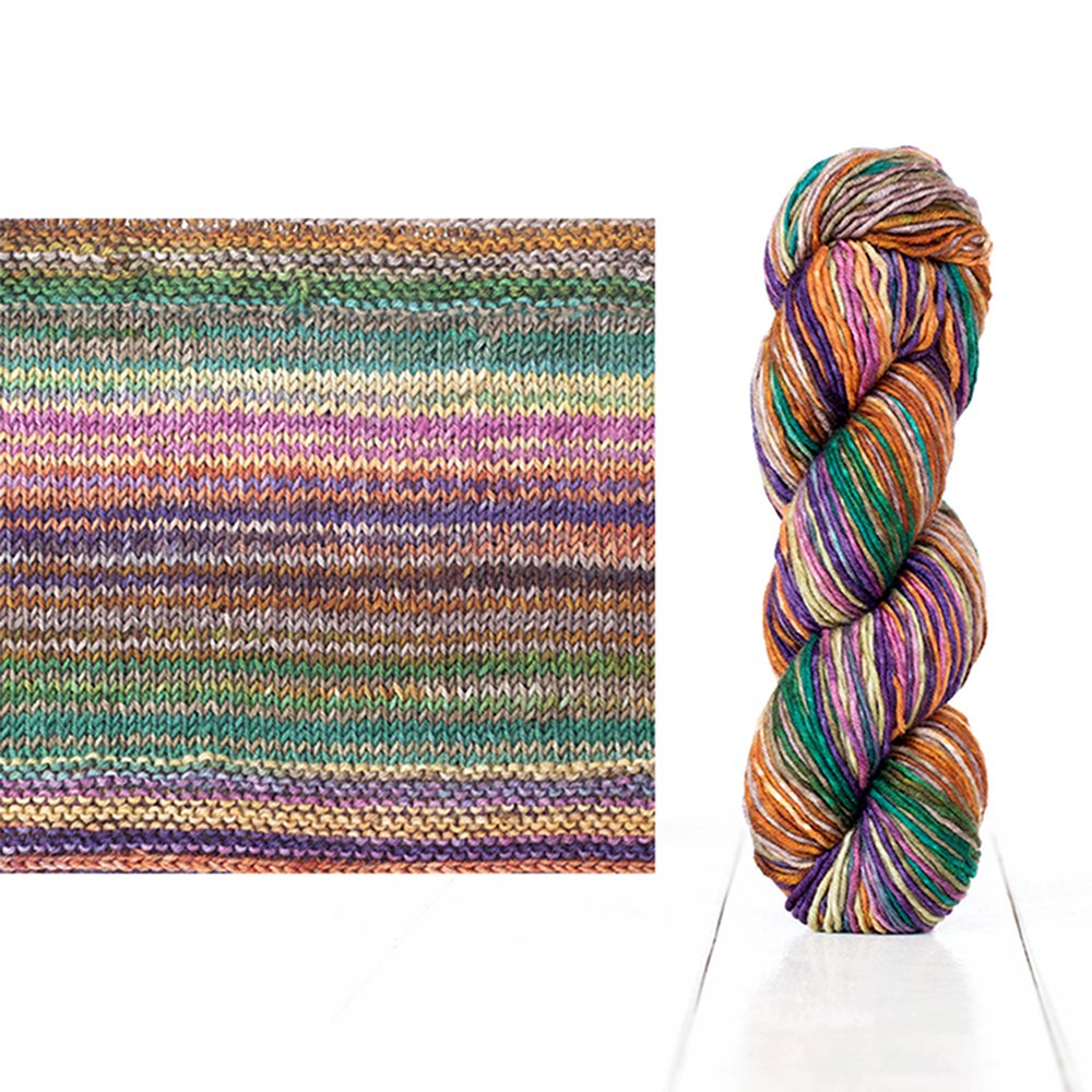 Merino Wool Knitting Yarn, Uneek Worsted by Urth Yarns, Self Striping Lantern Lace Cowl Knitting Kit by Catherine Salter Bayer Yarn Designers Boutique