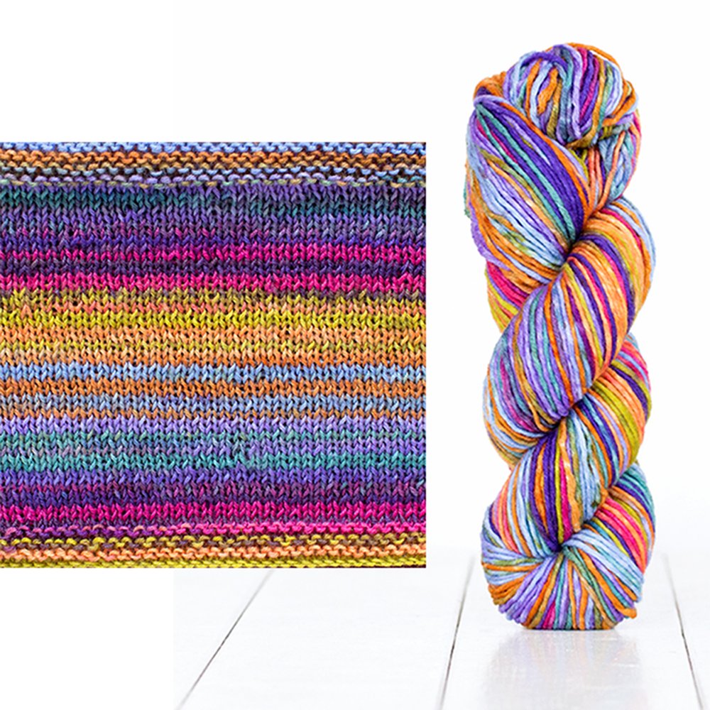 Merino Wool Knitting Yarn, Uneek Worsted by Urth Yarns, Self Striping Lantern Lace Cowl Knitting Kit by Catherine Salter Bayer Yarn Designers Boutique