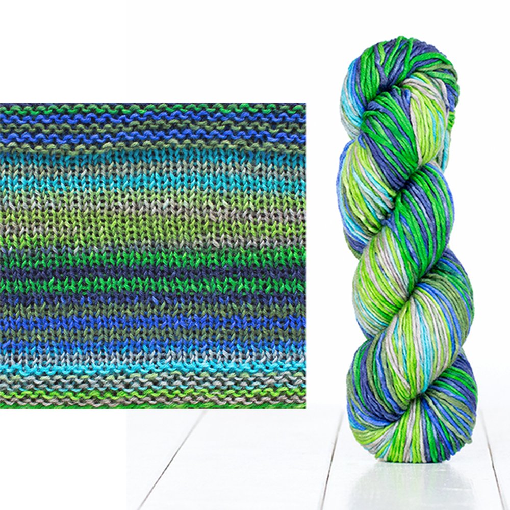 Merino Wool Knitting Yarn, Uneek Worsted by Urth Yarns, Self Striping Lantern Lace Cowl Knitting Kit by Catherine Salter Bayer Yarn Designers Boutique