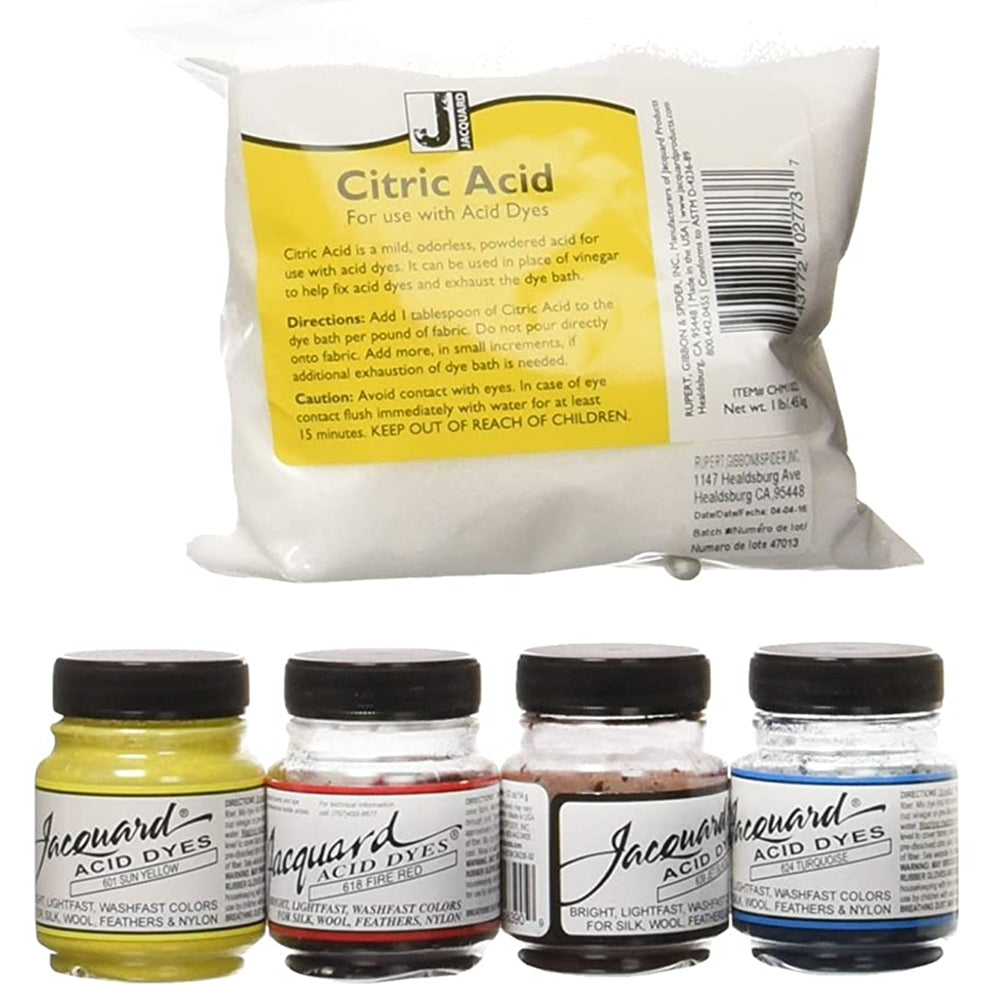 Jacquard Dyes | Dyeing Kit with 4 Colors & Citric Acid Acid Dye Kit with 4 Colors and Citric Acid by Jacquard Yarn Designers Boutique