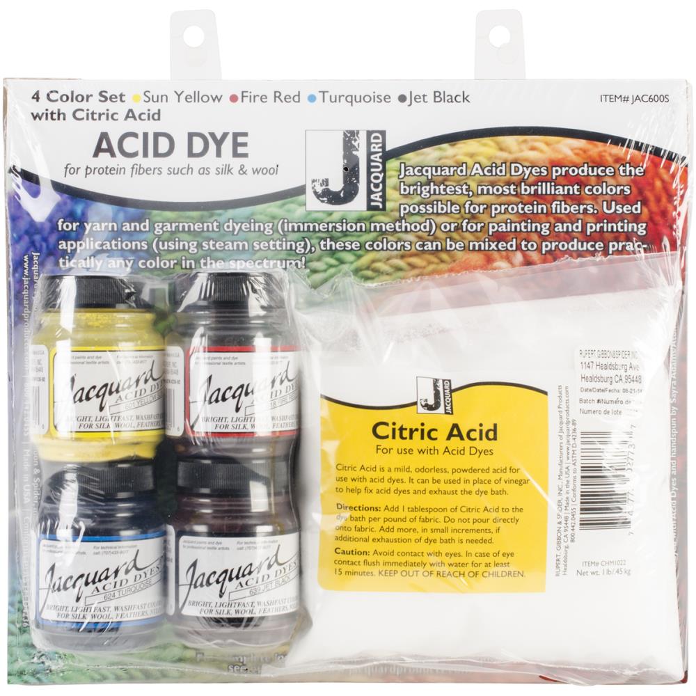 Jacquard Acid Dye 4-Color Set W/Citric Acid