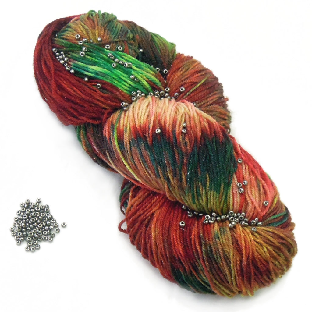 Loom Knitting Kit | Beaded Hat & Cowl Kit, Yarn + Beads +Pattern Beaded Hat and Cowl, Loom Knitting Kit Yarn Designers Boutique