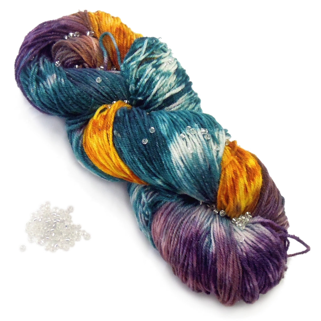 Loom Knitting Kit | Beaded Hat & Cowl Kit, Yarn + Beads +Pattern Beaded Hat and Cowl, Loom Knitting Kit Yarn Designers Boutique