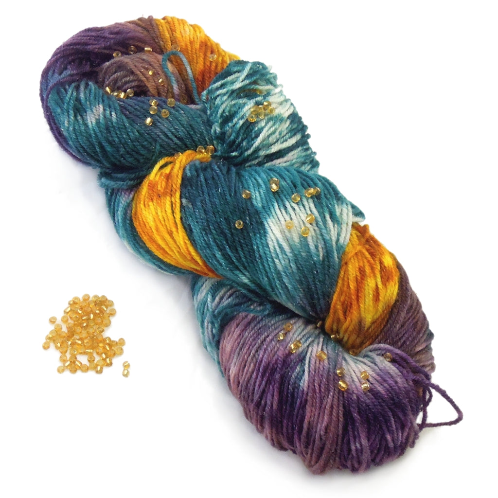 Loom Knitting Kit | Beaded Hat & Cowl Kit, Yarn + Beads +Pattern Beaded Hat and Cowl, Loom Knitting Kit Yarn Designers Boutique