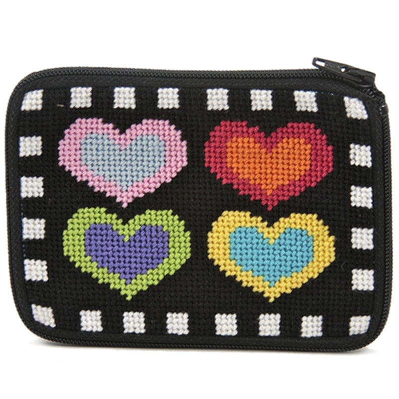 Beginner Needlepoint Kit, Stitch & Zip Coin Purse, Alice Peterson Co. Stitch & Zip Coin Purse Kits, Cross Stitch Yarn Designers Boutique