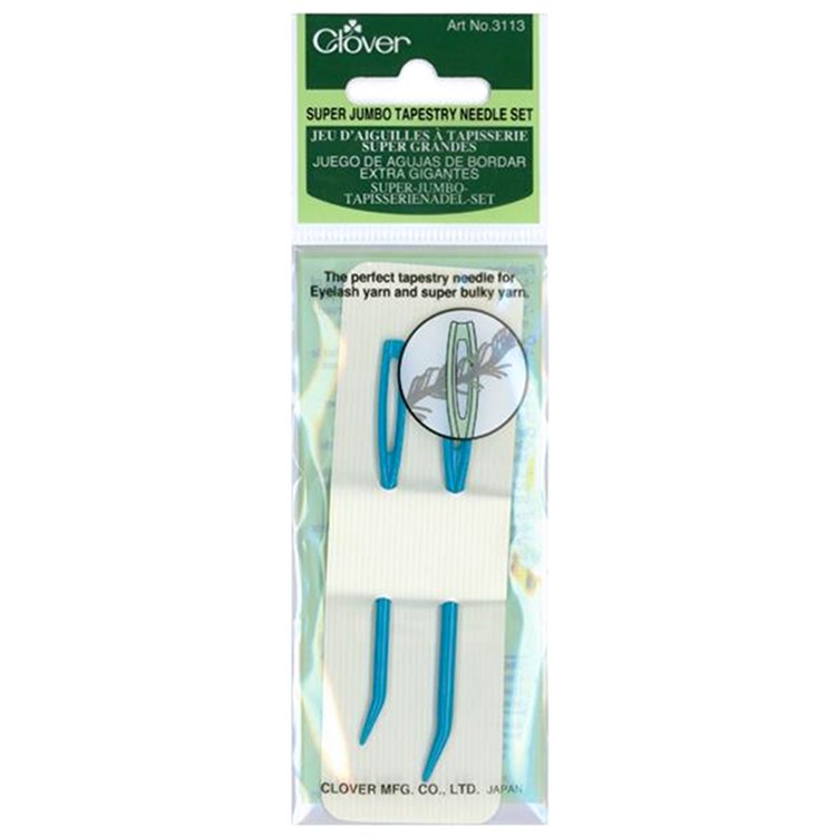 Super Jumbo Bent Tip Tapestry Needles, Clover Blue Plastic Yarn Needle Super Jumbo Bent Tip Tapestry Needles Yarn Designers Boutique