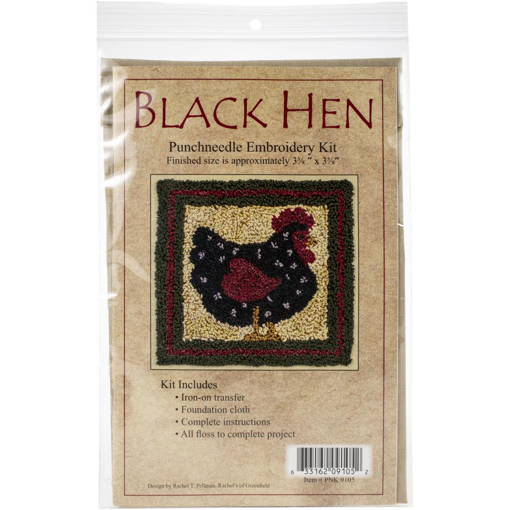 Rustic Decor Punch Needle, Black Hen, Beginners Kit Learn Punch Needle Black Hen Punch Needle Kit Yarn Designers Boutique