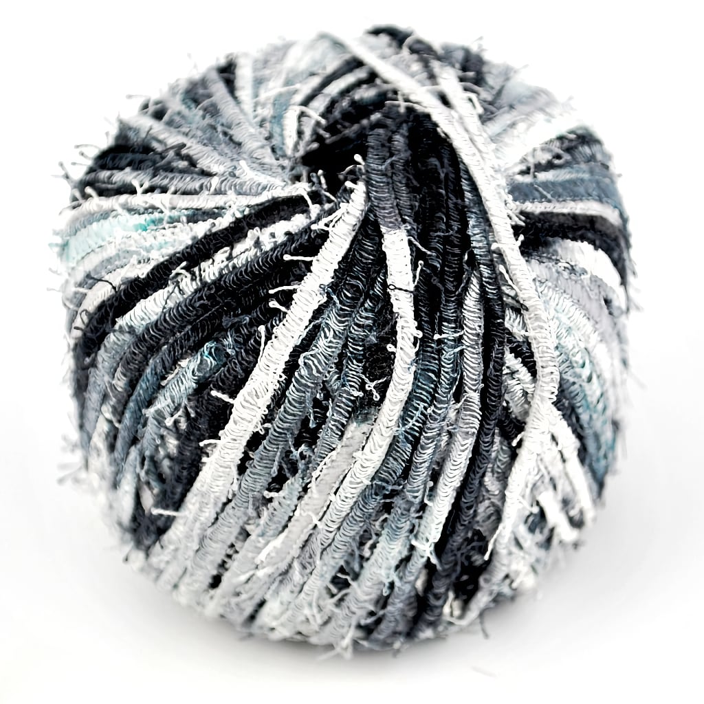 Ribbon Yarn | Haiti by Filati FF (Knitting Fever) #212 Black White Haiti Yarn by Filati FF (Knitting Fever) Yarn Designers Boutique