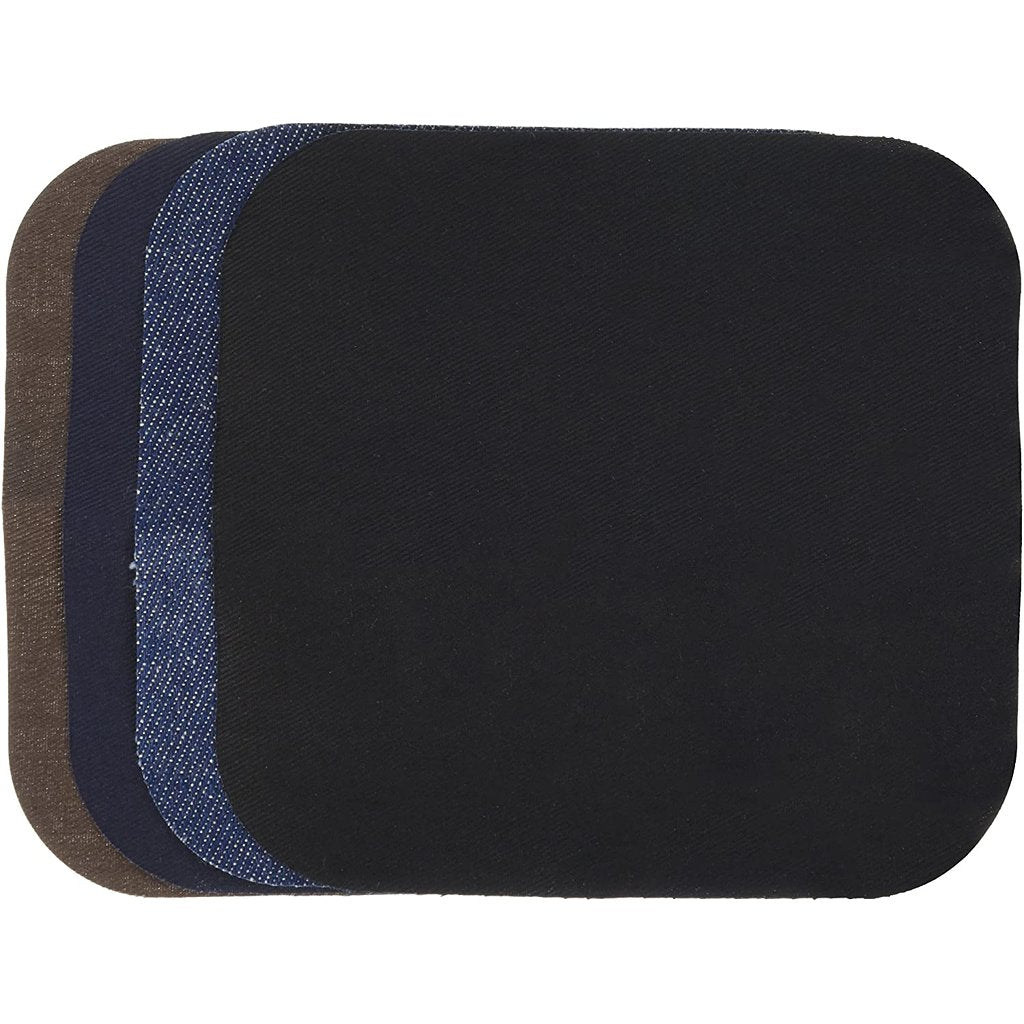 Iron on Patches, 4 Pieces 5" x 5 ¼", Bondex Light, Dark & Denim Colors Iron on Patches, 4 Pieces 5" x 5 ¼" Yarn Designers Boutique