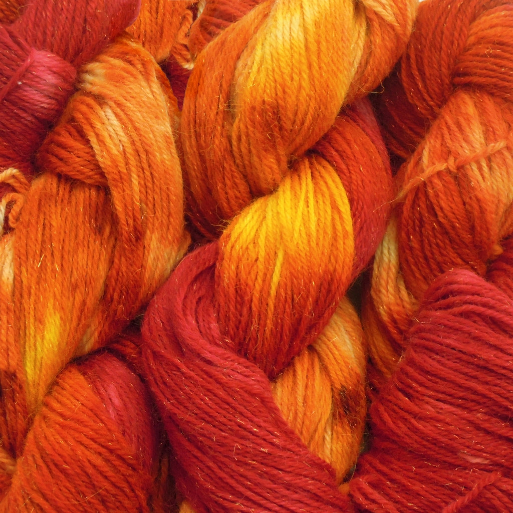 Hand Dyed Yarn, Orange & Reds, Autumn Breeze, Worsted Alpaca & Merino Autumn Breeze, Orange & Red Hand Dyed Yarn, Worsted Yarn Designers Boutique