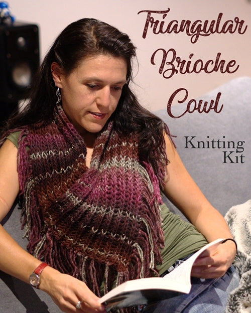 Learn to Brioche Knitting Kit, Create a Triangular Cowl While Practicing Brioche | Yarn Designers Boutique Brioche Triangular Cowl Knitting Kit Yarn Designers Boutique