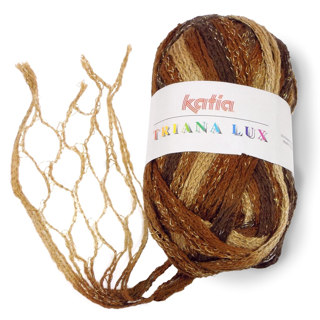 Mesh Yarn, Katia Triana Lux Metallic Ruffling Yarn for Ruffle Scarf Ruffling Mesh Yarn Katia browns