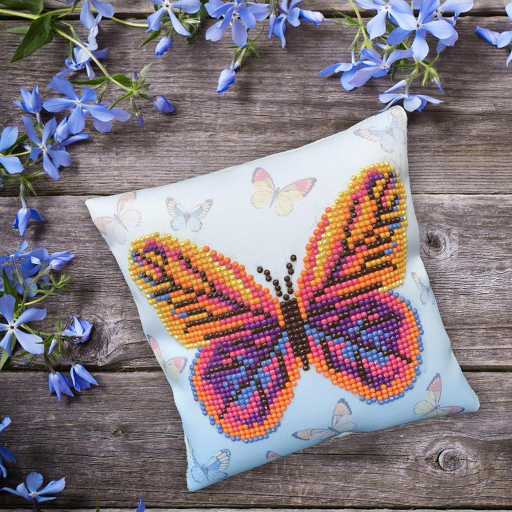 Diamond Painting, Sparkly Mini Throw Pillow with Butterflies
