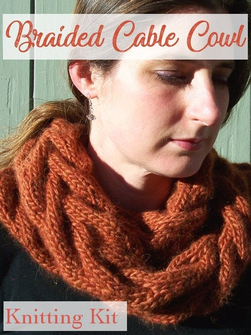 Cable Knitting Kit, Intermediate Bulky Cowl | Yarn Designers Boutique Braided Cable Cowl, Intermediate Knitting Kit Yarn Designers Boutique