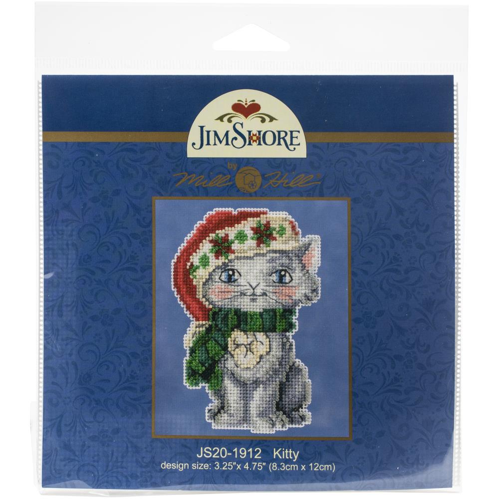 Christmas Decorations Kitten Cross Stitch Kit with Bead Embellishments Holiday Cross Stitch Kit, Christmas Cat Yarn Designers Boutique