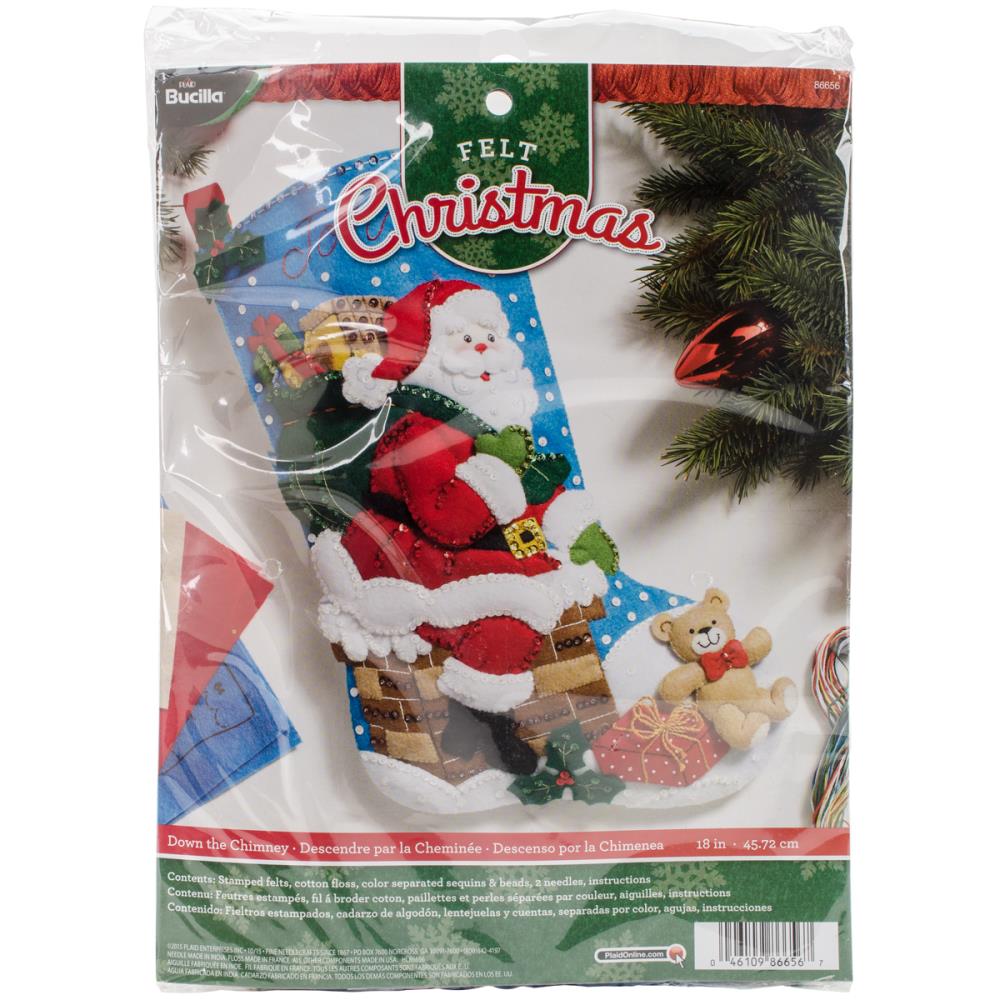 Christmas Stocking Kit, Down the Chimney Christmas Felt Stocking Kit 18" Down the Chimney Yarn Designers Boutique