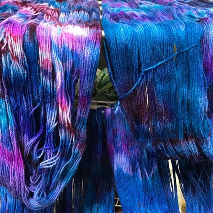 Magenta & Blue Yarn, Hand Dyed Llama Lace Fingering Yarn Magenta & Blues, Hand Dyed Llama Lace Yarn Yarn Designers Boutique