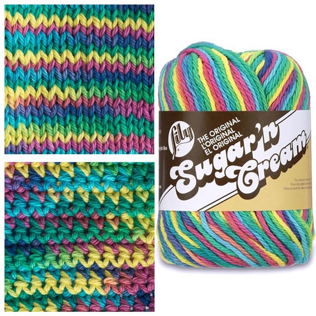 Sugar and Cream Cotton Yarn in Psychedelic color, Variegated color cotton  yarn, Multicolor Cotton yarn