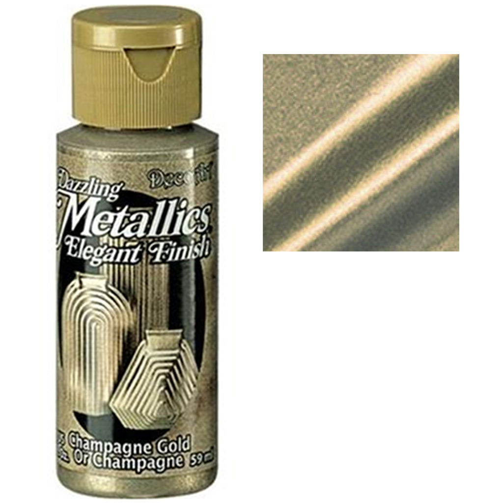 Metallic Acrylic Paint | Dazzling Metallics DecoArt Craft Paint Dazzling Metallic, DecoArt 2 Ounce Bottle Yarn Designers Boutique