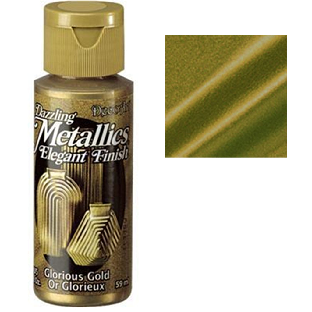 Metallic Acrylic Paint | Dazzling Metallics DecoArt Craft Paint Dazzling Metallic, DecoArt 2 Ounce Bottle Yarn Designers Boutique