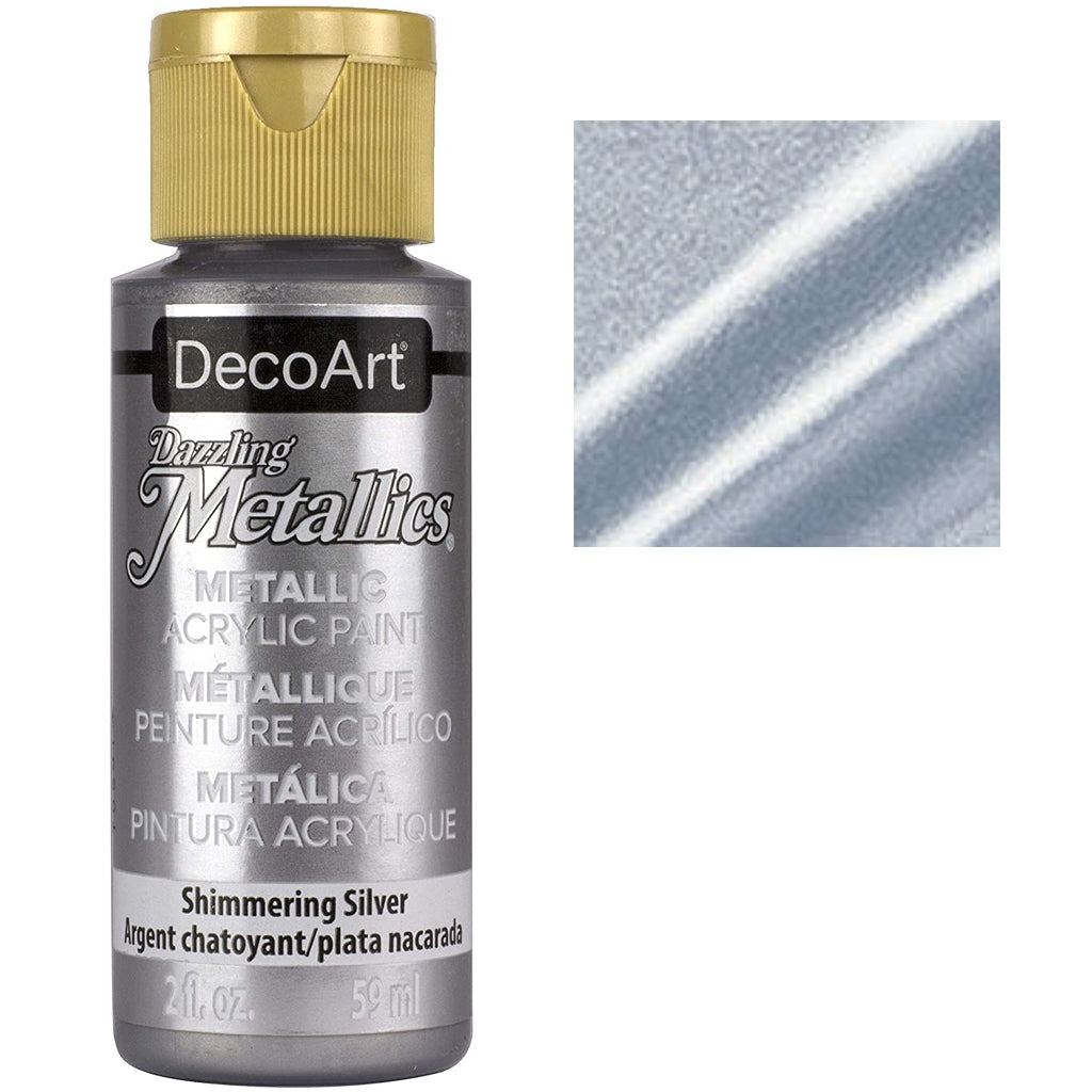 Metallic Acrylic Paint | Dazzling Metallics DecoArt Craft Paint Dazzling Metallic, DecoArt 2 Ounce Bottle Yarn Designers Boutique