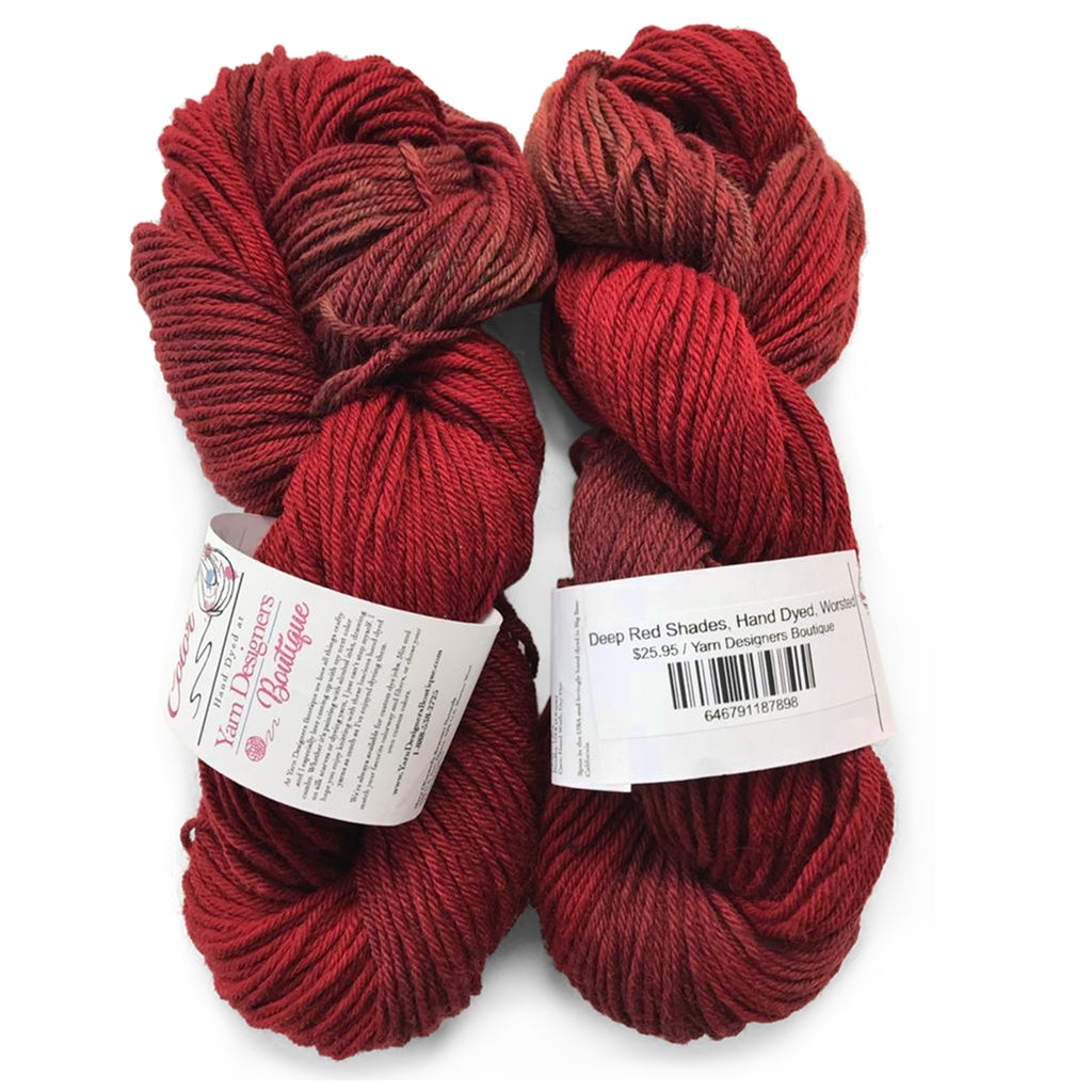 Red Yarn | Hand Dyed Worsted Yarn in Rich Red Tones | Alpaca & Merino Deep Red Shades, Hand Dyed, Worsted Yarn Designers Boutique