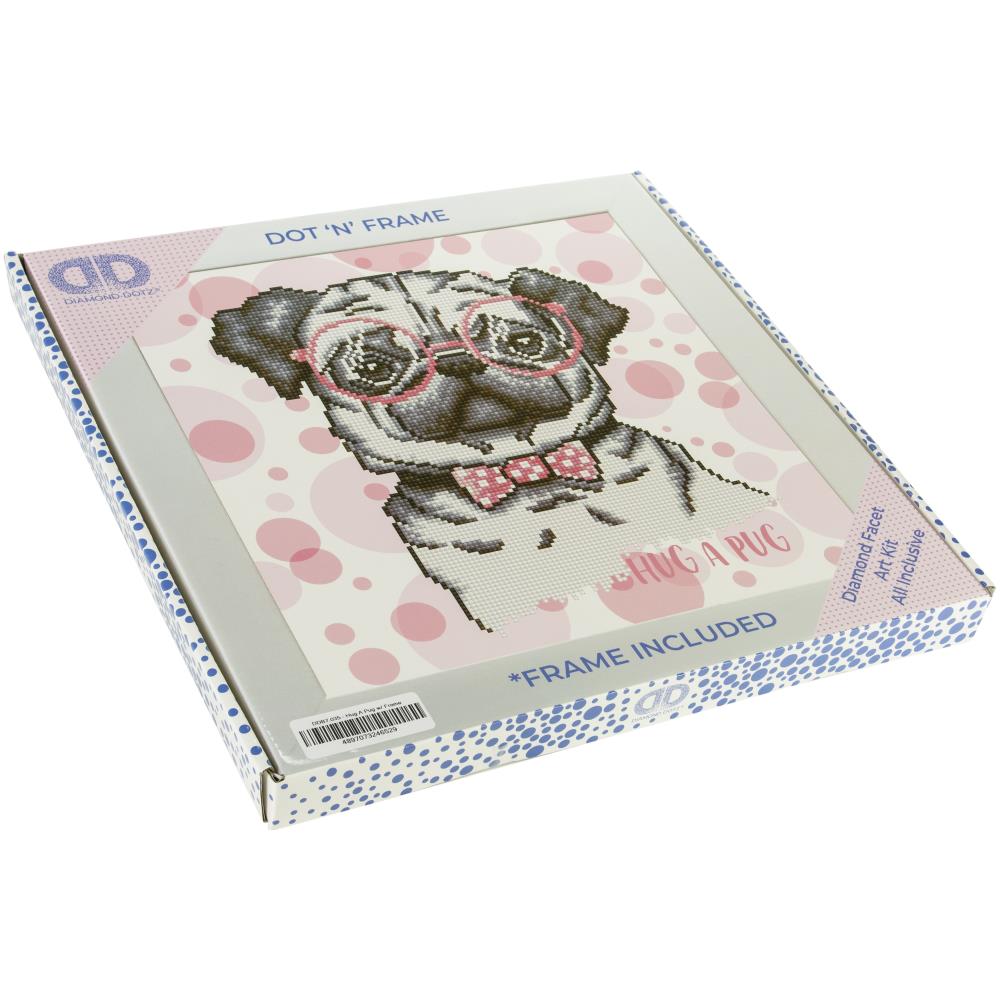 Diamond Painting Hug a Pug, Framed, Kids Crafts for Kids Room Decor Hug A Pug with Frame, Diamond Dotz Yarn Designers Boutique