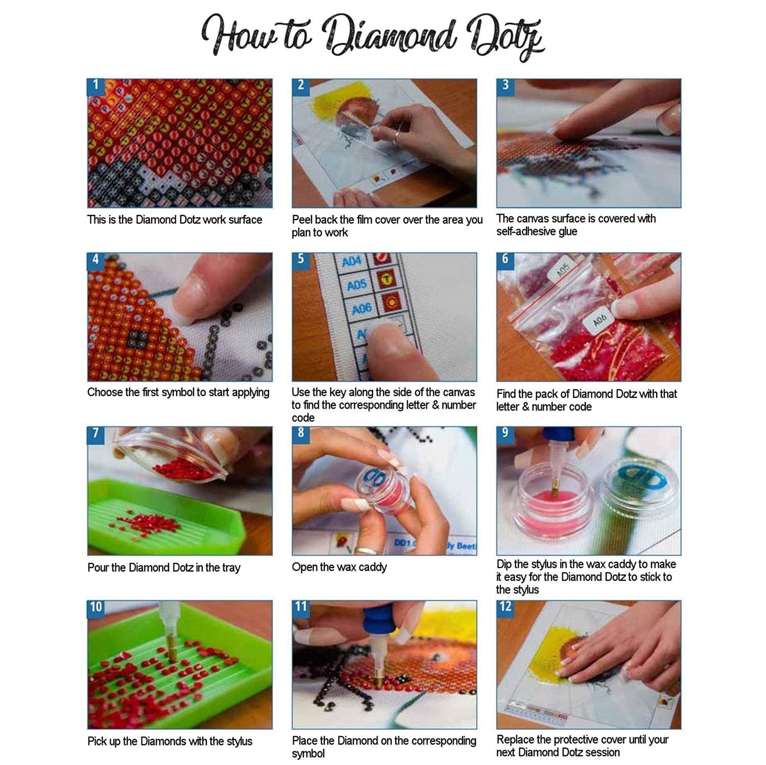 Mini Diamond Painting, Simple Craft Kits for Kids, Easy Diamond Art Diamond Dotz, Small 2.75 x 2.75 Inch Yarn Designers Boutique