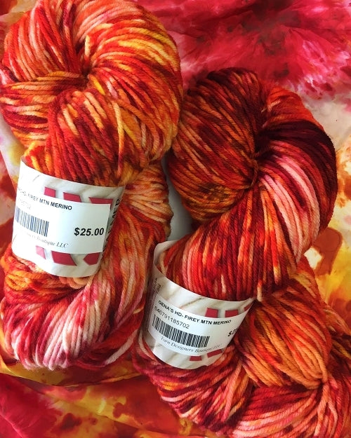 Hand Dyed Yarn, Firey Mountain, Worsted, DK & Sock Yarn Hand Dyed Yarn, Firey Mountain (Choose Your Base Yarn) Yarn Designers Boutique