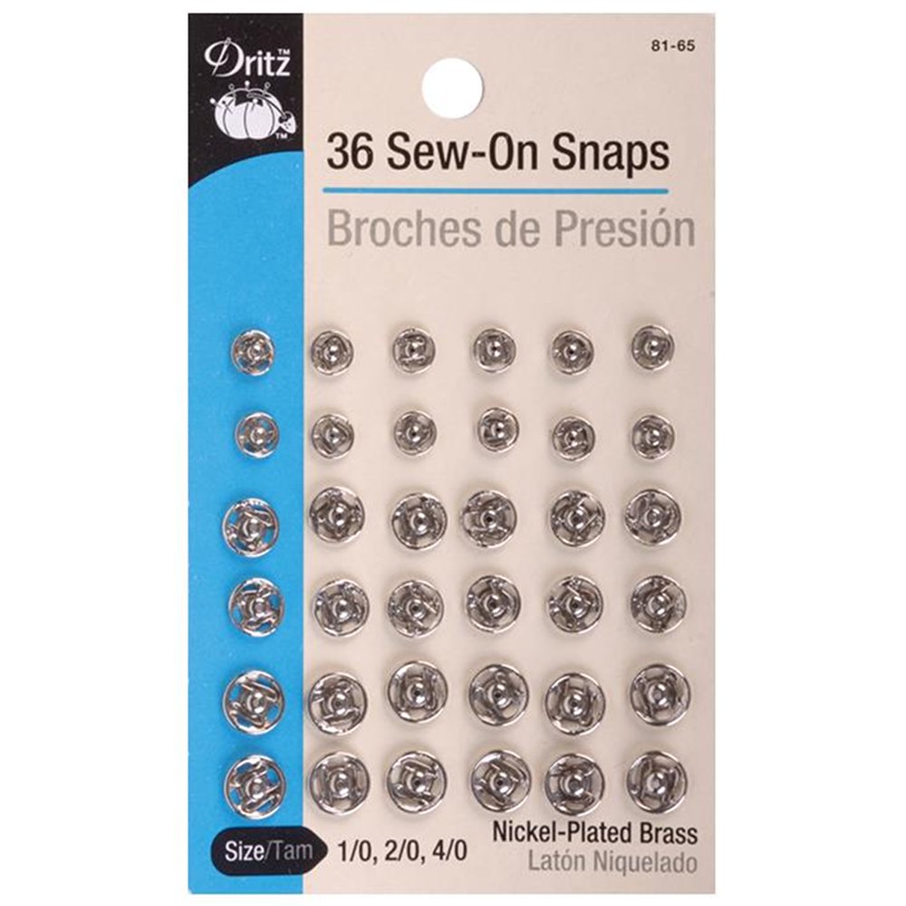 Dritz Sew on Snaps, Assorted Sizes & Finishes, Black, Silver, Nickel Assorted Dritz Sew on Snaps Yarn Designers Boutique