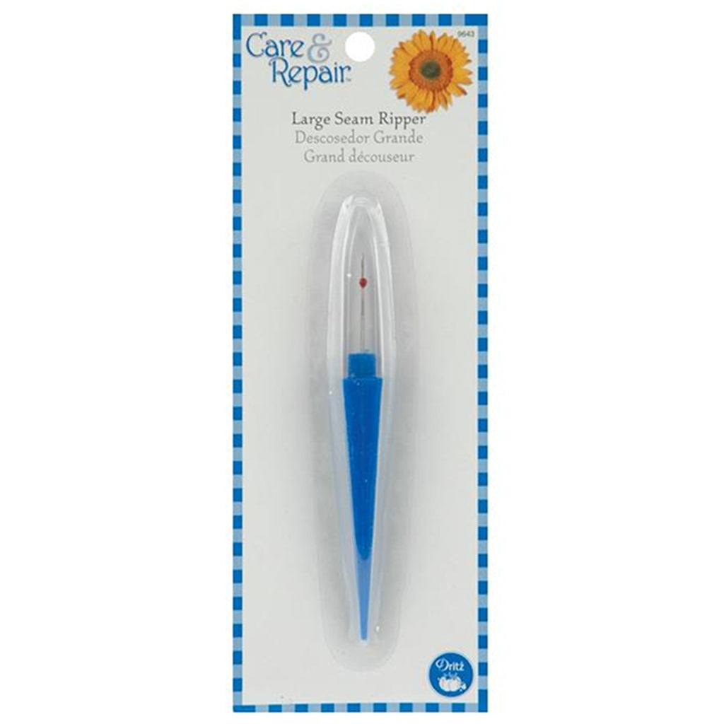 Seam Ripper | Large Ergonomic Seam Ripper, Blue with Soft Grip Handle Seam Ripper, Blue with Ball Tip 4 ½" Yarn Designers Boutique