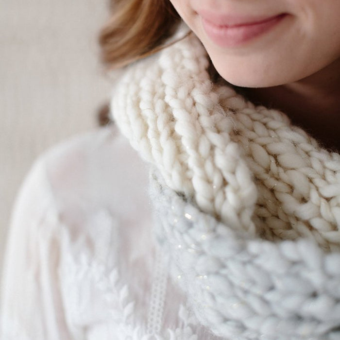 Cowl Knitting Pattern with Bulky Knit Collage Yarns, Beginner Cowl Kit Knitspiration Cowl, Beginners Knitting Kit Yarn Designers Boutique