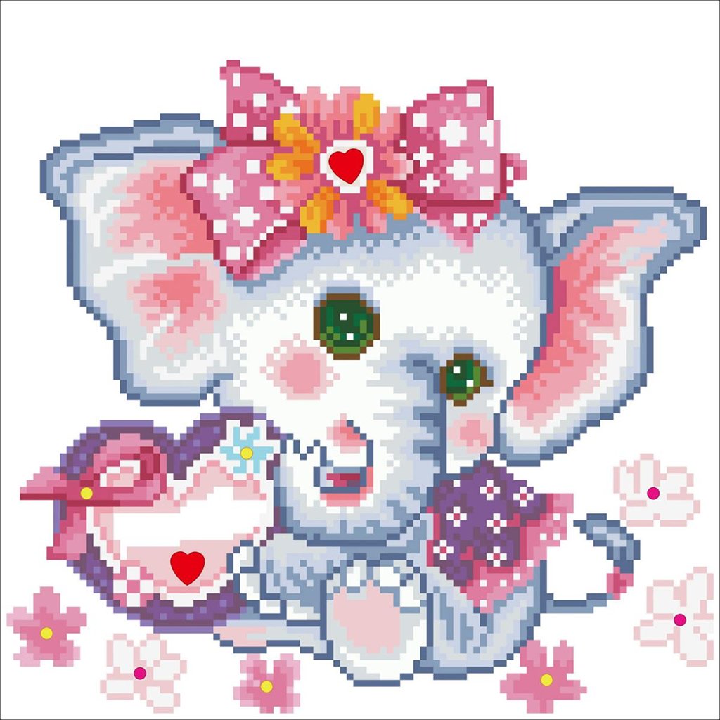 Pink Elephant, Nursery Decor, Diamond Painting Shimmering Wall Art Faith Elephant, Diamond Dotz Yarn Designers Boutique