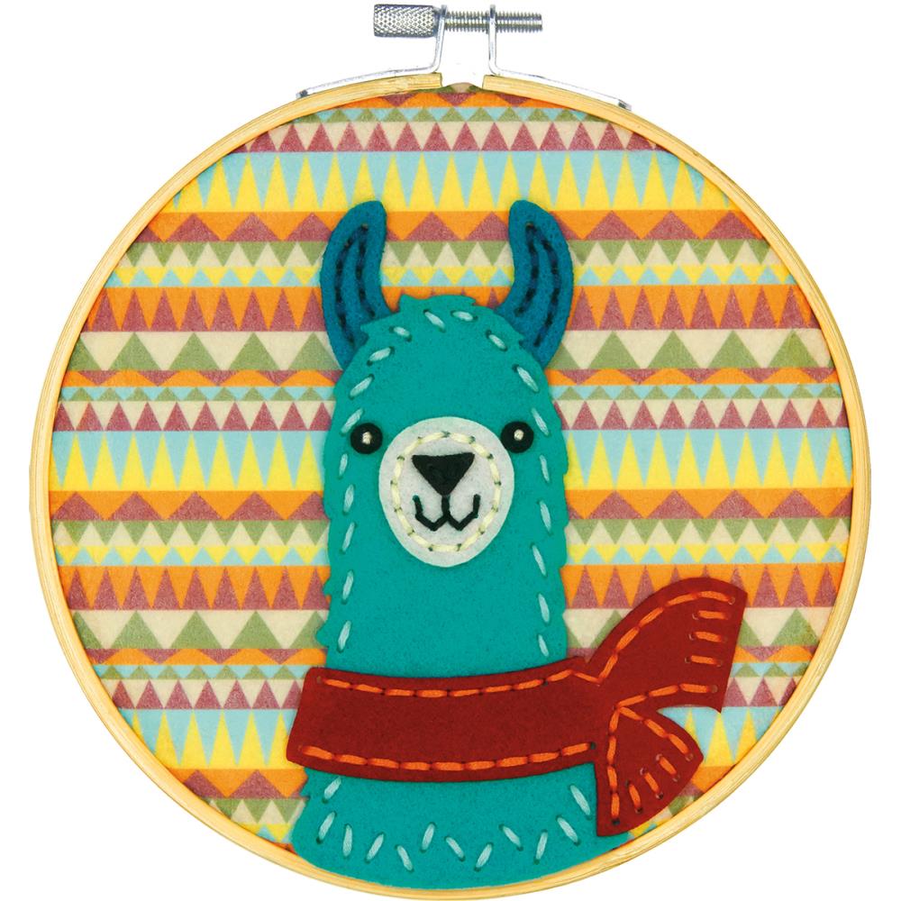 Felt Applique Embroidery Kit Friendly Llama | Beginner Applique Design Friendly Llama Felt Applique Kit Yarn Designers Boutique