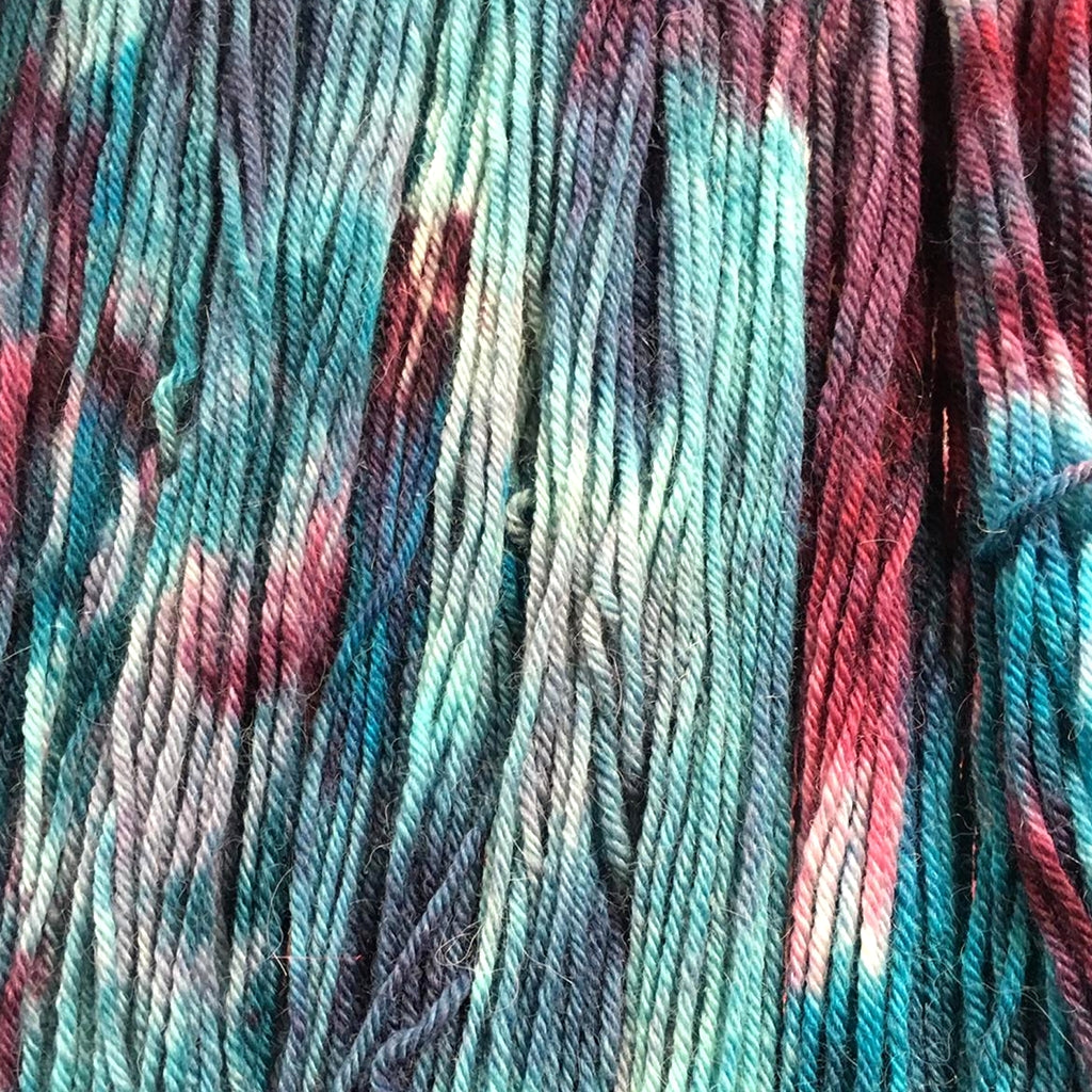 DK Yarn, Hand Dyed Yarn, Blue Yarn with Burgundy, Alpaca & Merino Wool Burgundy & Blues Hand Dyed, DK Alpaca & Merino Wool Yarn Designers Boutique