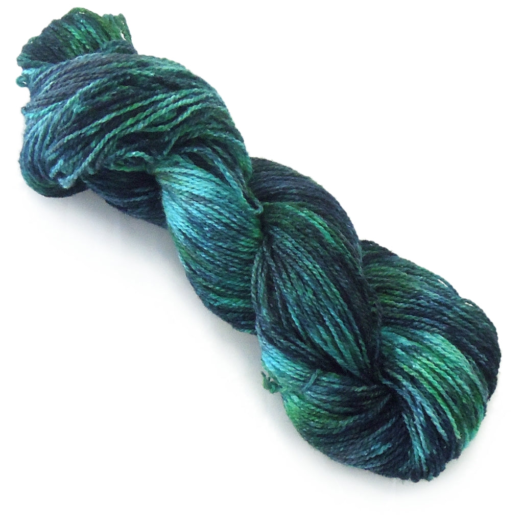 Hand Dyed Yarn, Stormy Seas Dark Blues & Greens, DK Silk & Wool Blend Stormy Seas, DK Wool & Silk Blend Yarn Designers Boutique