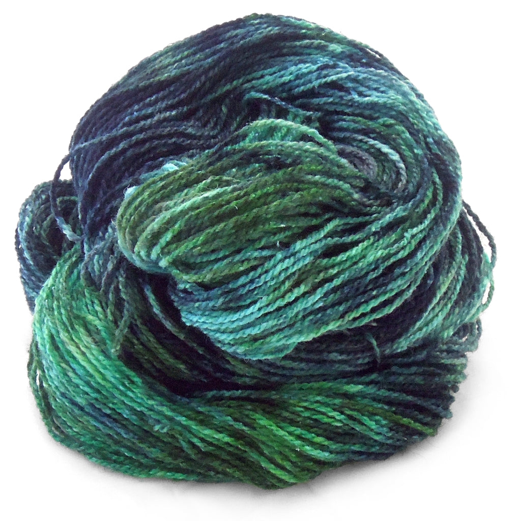Hand Dyed Yarn, Stormy Seas Dark Blues & Greens, DK Silk & Wool Blend Stormy Seas, DK Wool & Silk Blend Yarn Designers Boutique