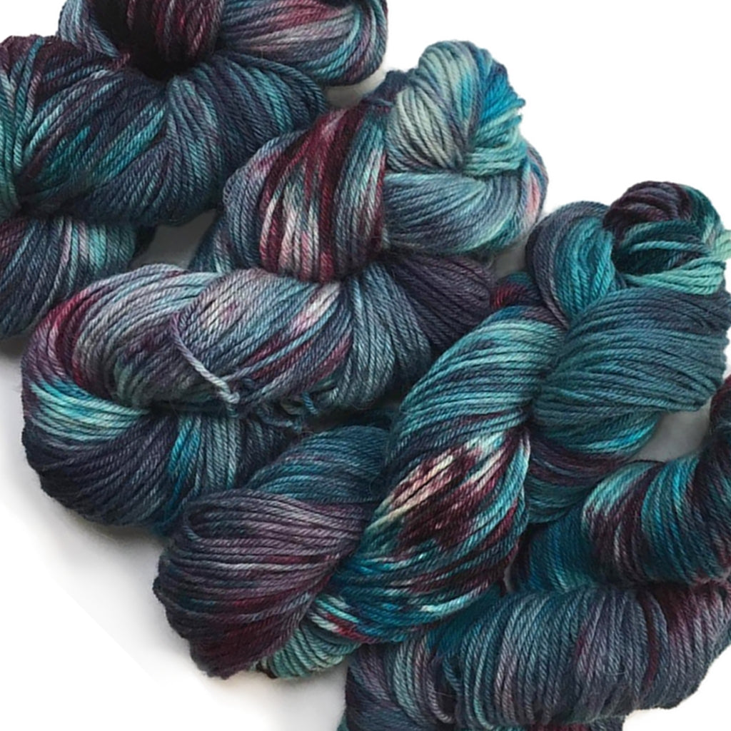 Hand Dyed Yarn, Burgundy and Blues Yarn, Worsted, DK & Sock Yarn Hand Dyed Yarn, Burgundy & Blues (Choose Your Base Yarn) Yarn Designers Boutique