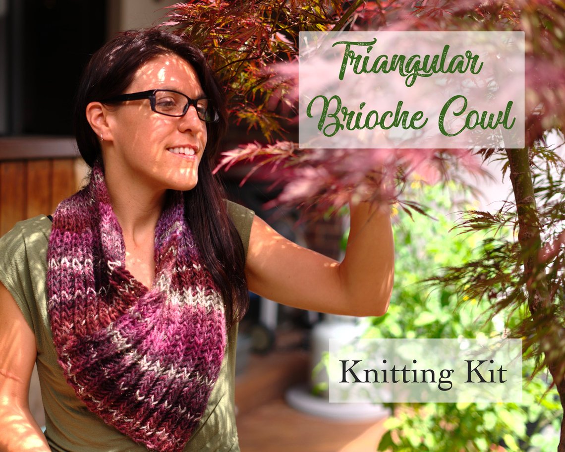 Learn to Brioche Knitting Kit, Create a Triangular Cowl While Practicing Brioche | Yarn Designers Boutique Brioche Triangular Cowl Knitting Kit Yarn Designers Boutique