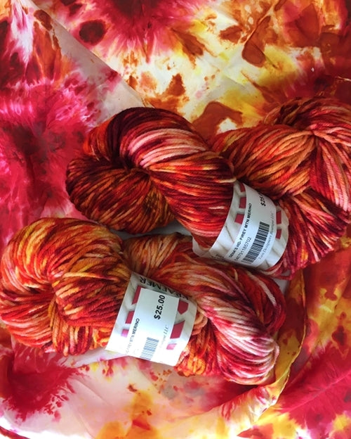 Hand Dyed Yarn, Firey Mountain, Worsted, DK & Sock Yarn Hand Dyed Yarn, Firey Mountain (Choose Your Base Yarn) Yarn Designers Boutique