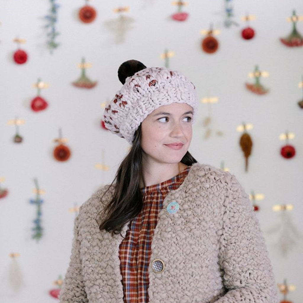 Knitting Kit for Knit Collage's Pixelated Beret with Pom Pom Pixelated Beret Knitting Kit Yarn Designers Boutique